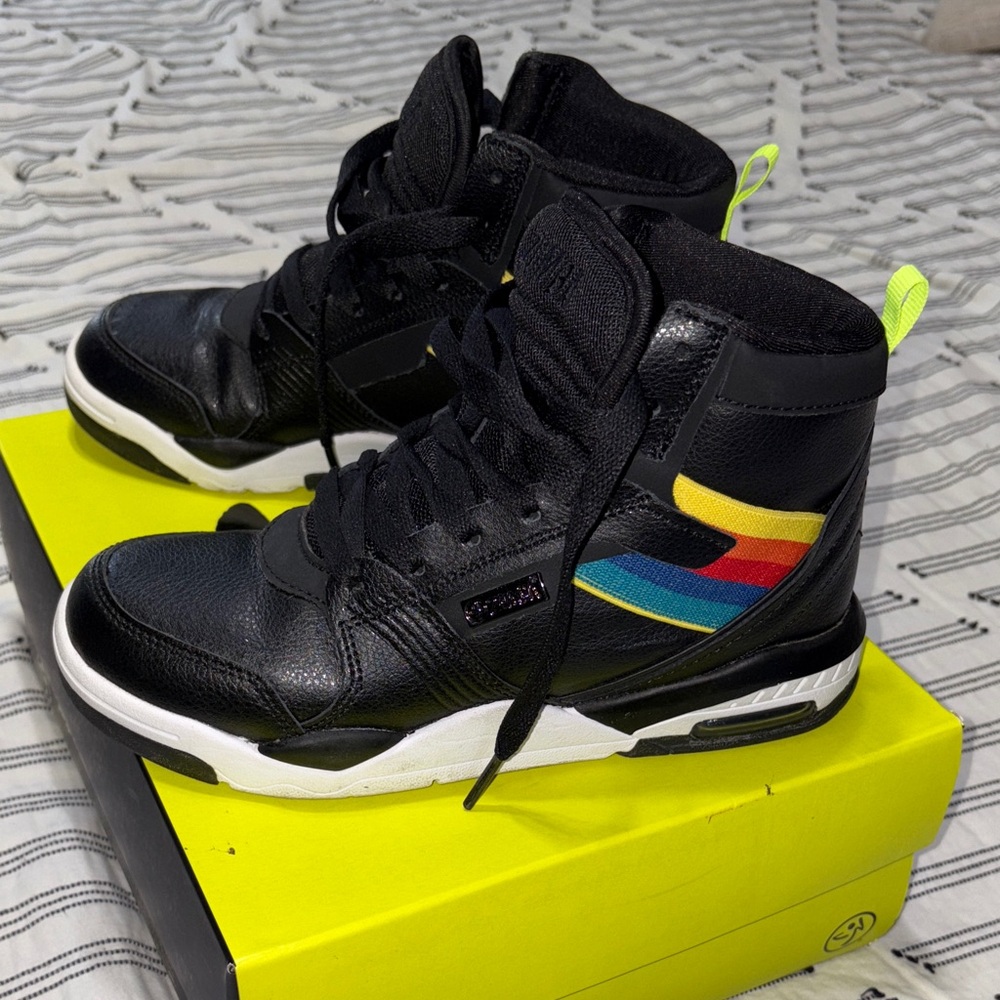 Zumba Fitness women’s Black Sneakers with Colorful Stripes
